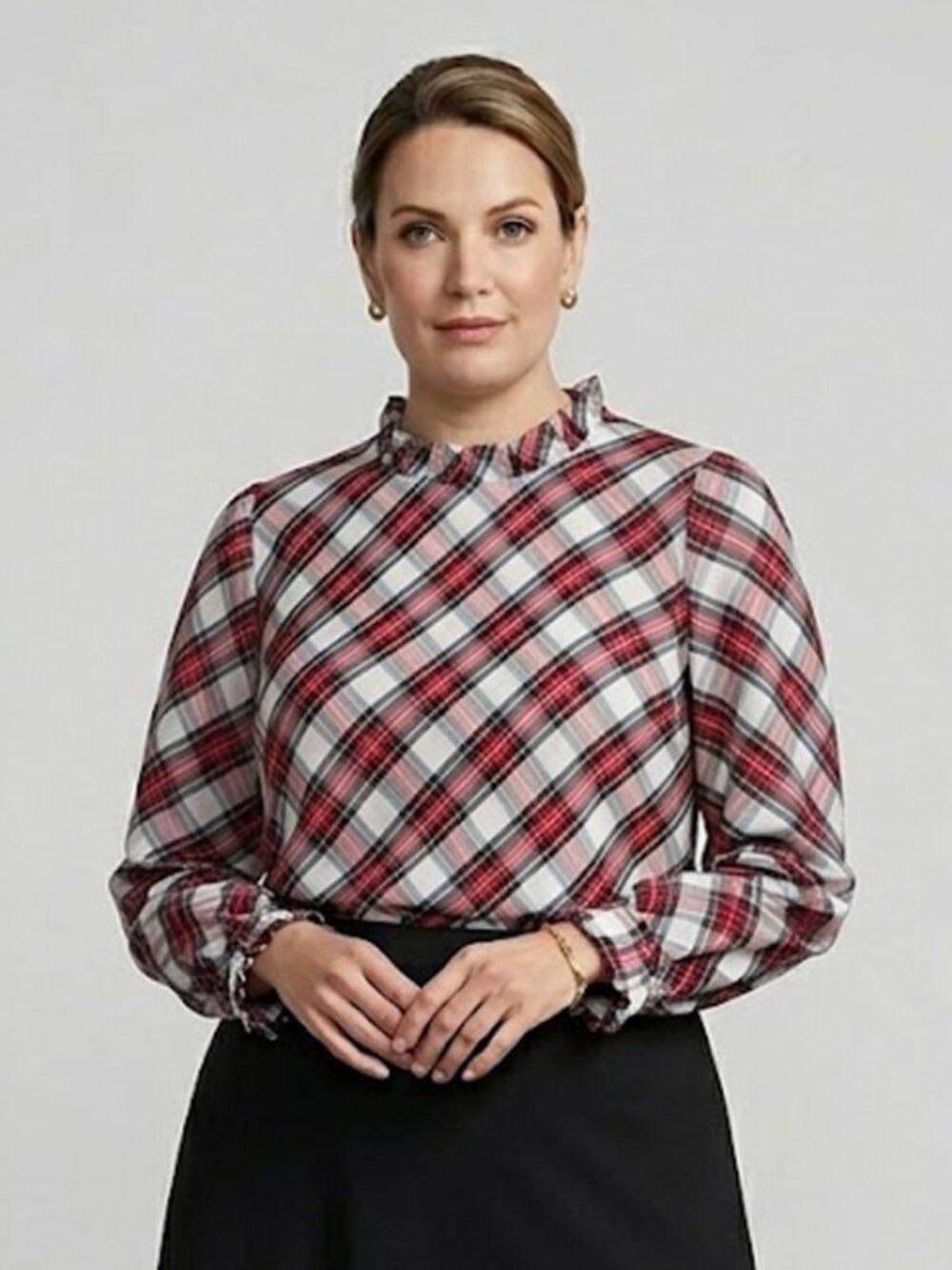 J. Crew Tartan Plaid Blouse Size 3X NWT Cotton Poplin Blend